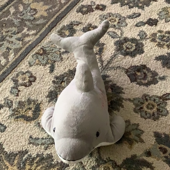 Dolphin stuffed animal says HOPE  with pink stitching . In good shape - Picture 3 of 5